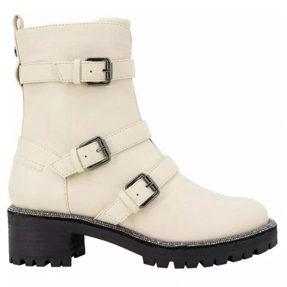 KENNETH COLE / Tate Briker Jewel / Lug Sole / Booties / Bone / with Buckle